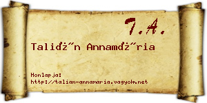 Talián Annamária névjegykártya